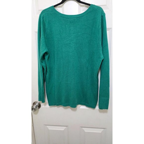 NWT Croft & Barrow Women's Plus Size V-Neck Pullover Sweater XXL Green Acrylic L - Picture 3 of 6